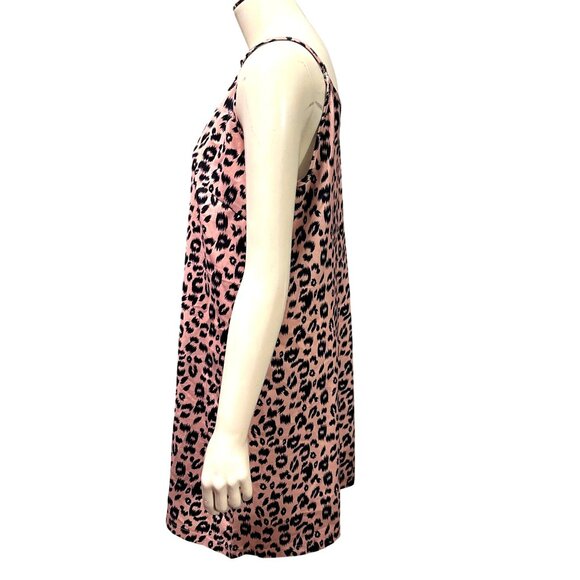 CCC Spaghetti Straps Brown Black Leopard Print Pullover Buttons Dress Adjustable - Picture 2 of 6
